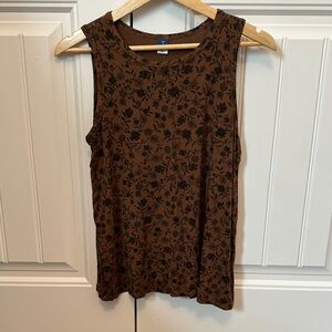 Old Navy Luxe Floral Brown Sleeveless Top